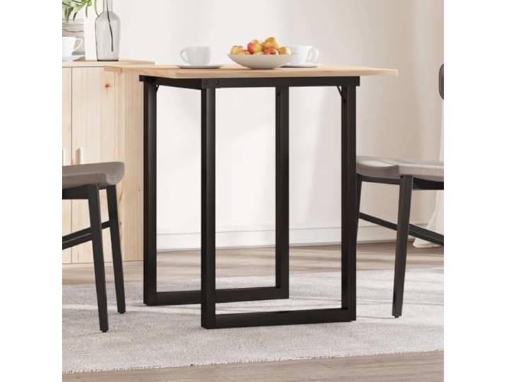 HEFZGDB Esstisch O-Gestell 70x70x75 cm Massivholz Kiefer und Stahl mit robuster Tischplatte für langlebige Nutzung
