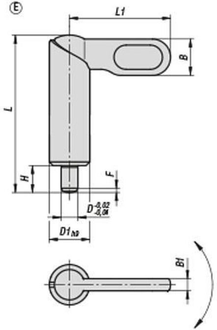 KIPP Sperrriegel Form E glatt D=10 20 Griff unbeschichtet Hülse glatt (K0640.1081020)