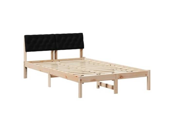 PUGYNBK Bettgestell aus Kiefernholz, 120 x 200 cm, Braun Kopfteil aus Polyester, Wandmontage, quadratische Beine, moderner Stil