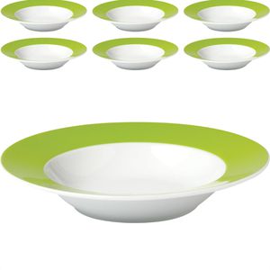 Van-Well Teller Vario, Suppenteller, Porzellan, rund, Ø 21,5 cm, grün, 6 Stück