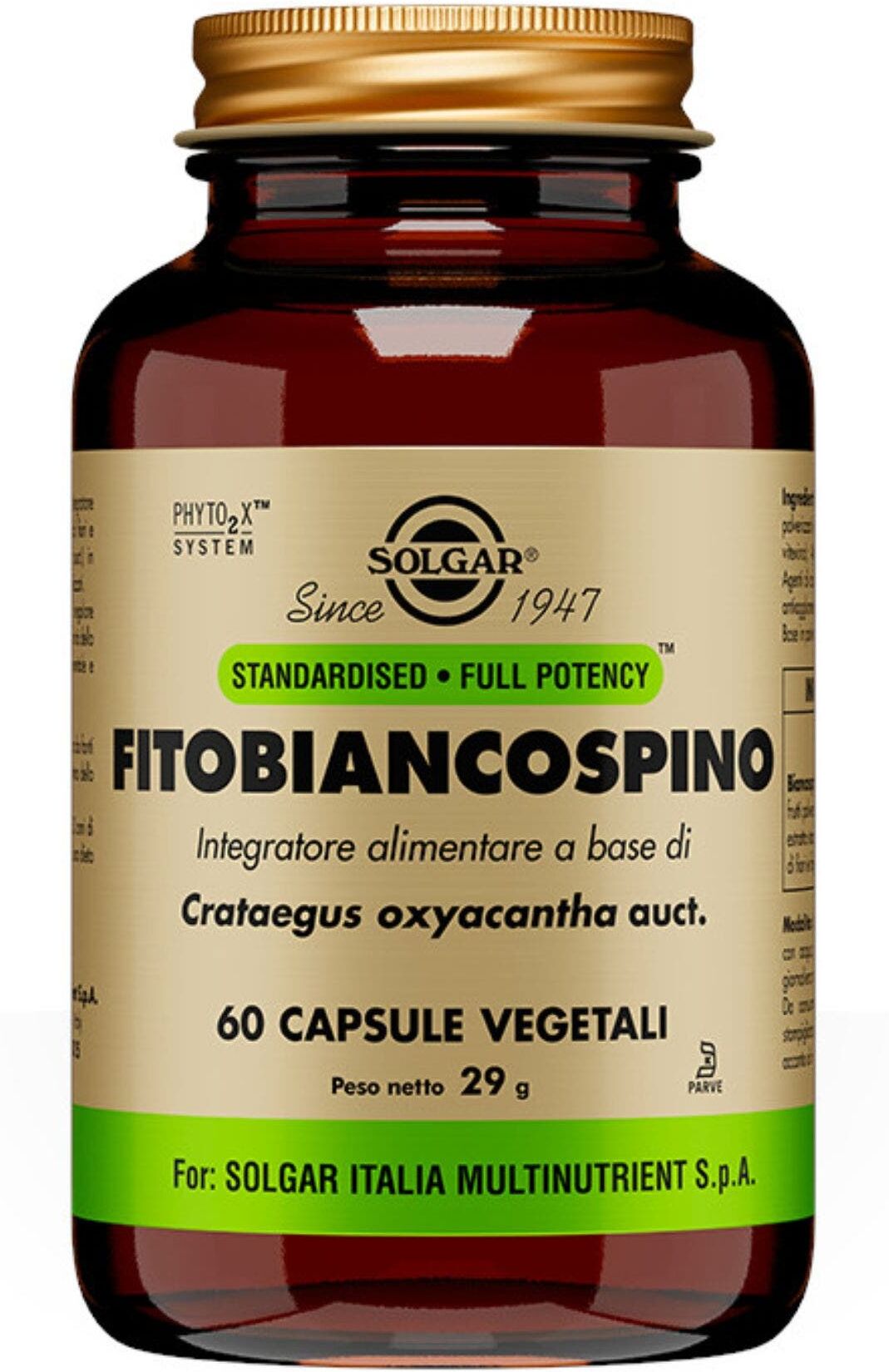 SOLGAR Fitobiancospino 60 Capsule Vegetali 