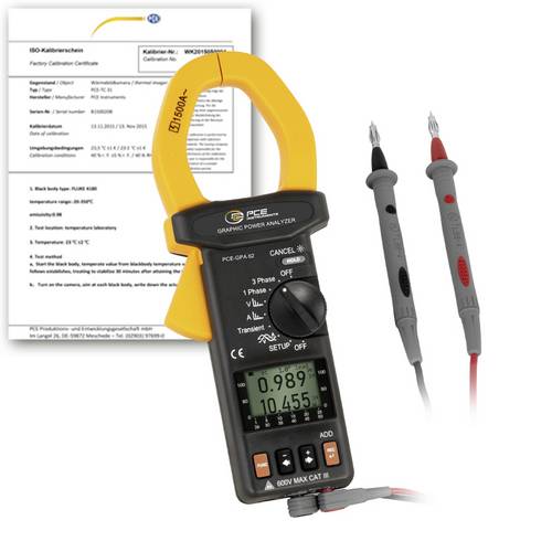 PCE Instruments PCE-GPA 62-ICA Hand-Multimeter kalibriert (ISO) digital ISO kalibriert CAT III 600V Anzeige (Counts): 6000