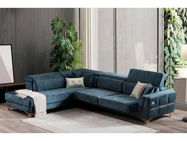 JVmoebel Ecksofa Modernes Ledersofa in L-Form mit Schlaffunktion, Made in Europa