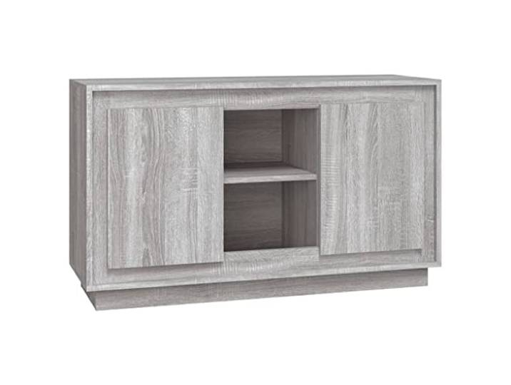 Fisinber Sideboard Grau Sonoma 102x35x60 cm Kommode mit 6 Fächern Kompakter Anrichte-Schrank für Wohnzimmer und Flur mit 6 Fächern und staubgeschützten Türen aus Holzwerkstoff.