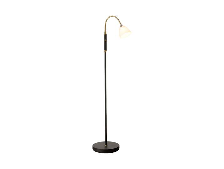 Single LED Design Stehlampe Lucid Opal, Schwarz, Brass Halo Design