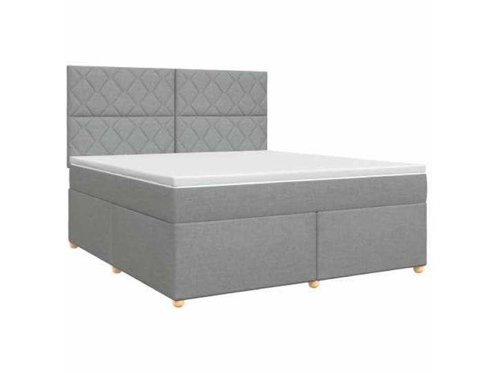 KTHLBRH Boxspringbett Hellgrau 180 x 200 cm mit Matratze und Topper Kopfteil verstellbar 78–88 cm, feste Latten, mittlere Matratze, waschbarer Bezug mit Reißverschluss, Topper weiß