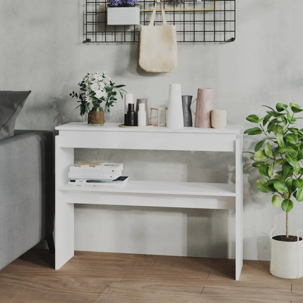 17 Stories Hars Console Table High Gloss White/High Gloss White 80cm H x 102cm W x 30cm D