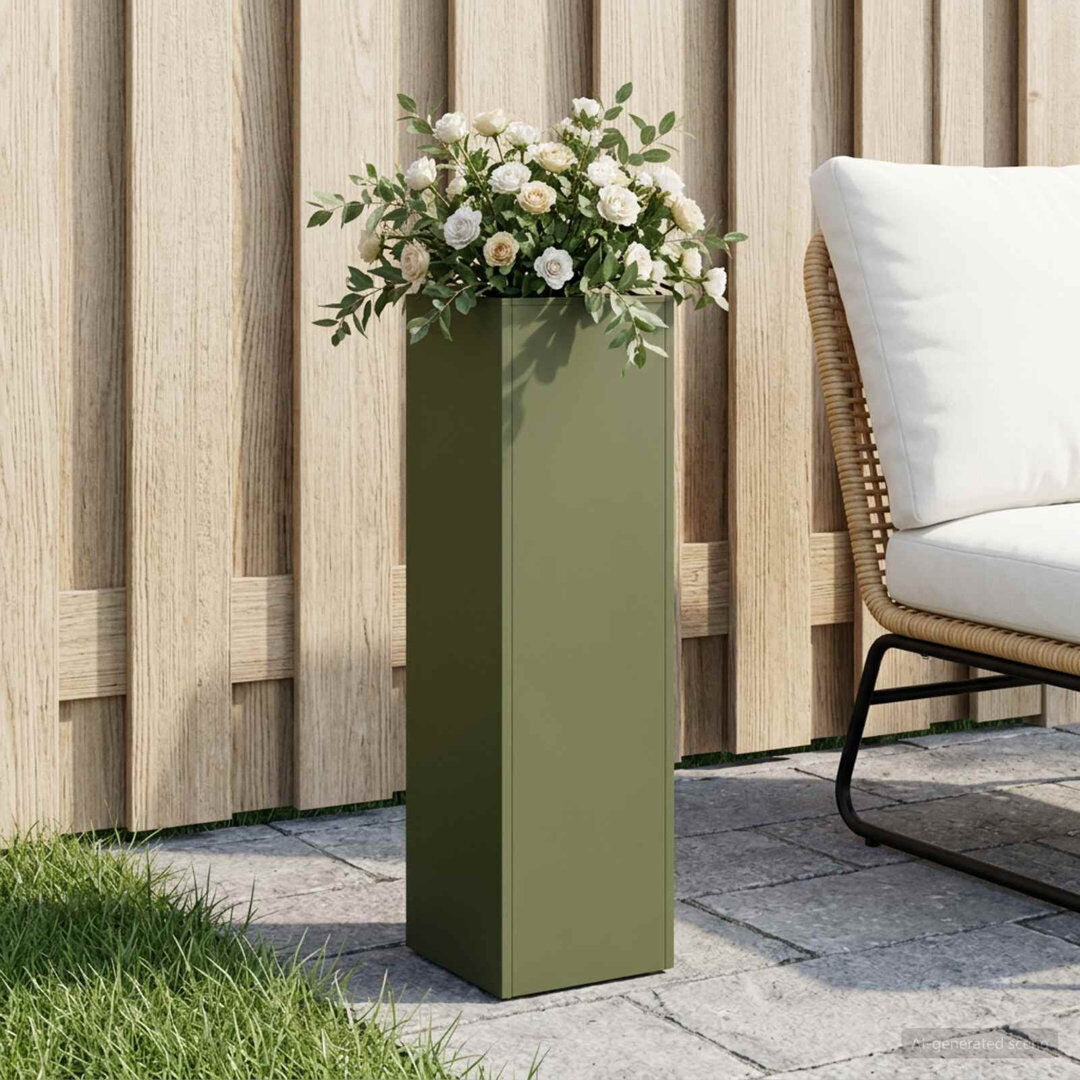 Borough Wharf Planter Olive Green 75cm H x 20cm W x 20cm D