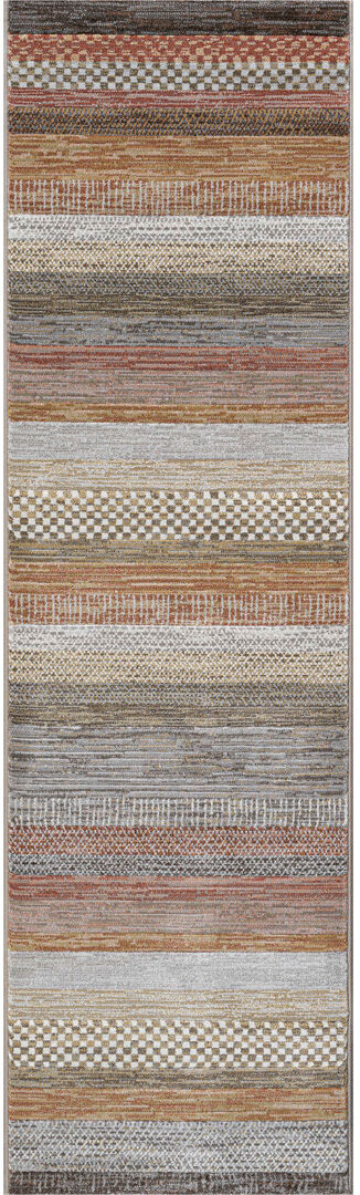 Borough Wharf Tarrant Striped Area Rug Brown Runner 67 x 330cm
