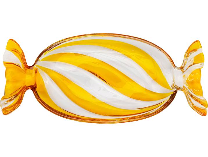 Schale KARE DESIGN Candy Gelb 35cm , gelb, B:34cm H:4,5cm T:15cm, Glas, Schüsseln, Schale, aus gefärbtem Glas