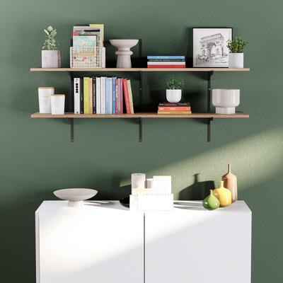 "Wallniture Turin 48"" Wall Mounted Shelves with Adjustable Brackets, Floating, Farmhouse & Boho Decor 2,3 or 4 Tier Options"