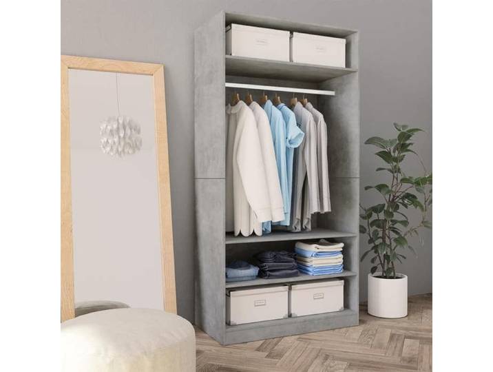 SALE 2025 Garde-robe chambre - MOOD - Gris cement Garde-robe Gris cement 100x50x200cm Aggloméré ABHT 9490631