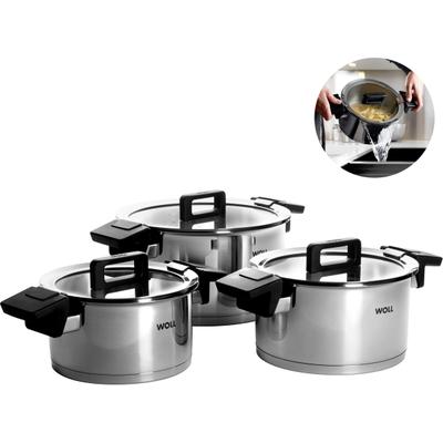 Topf-Set WOLL "Concept", silber (silberfarben), H:13cm Ø:24cm, Töpfe, 5 mm dicker, vollständig gekapselter Boden