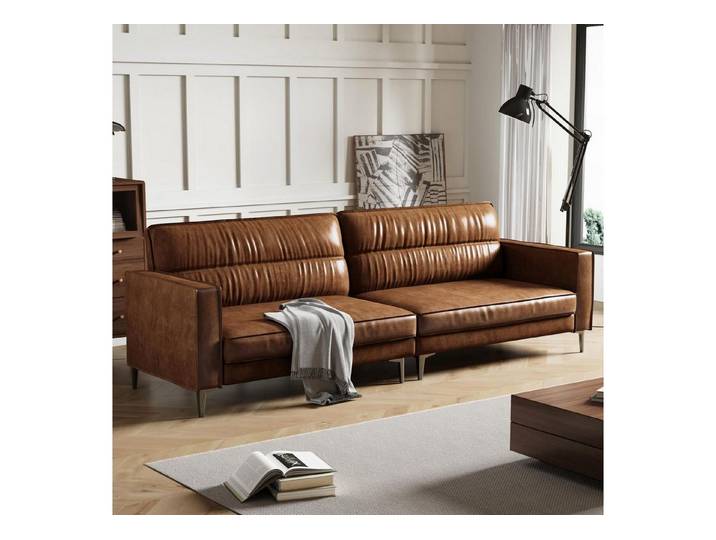 LuxusKollektion 3-Sitzer Sofa 3Sitzer Kunstleder Vintage Knopfheftung 220cm glatte Variante
