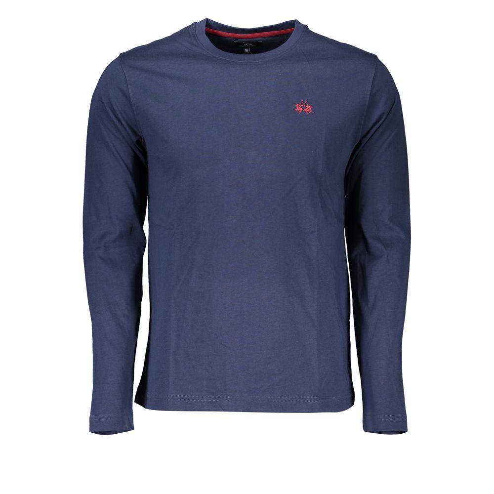 La Martina Regal Blauwe Crewneck Geborduurd T-shirt