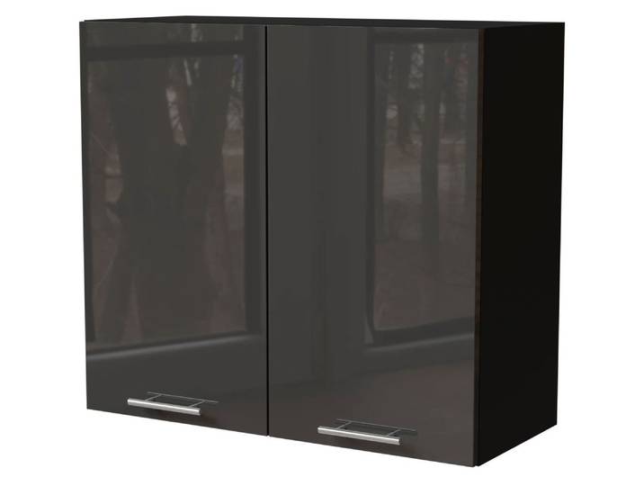 Feldmann-Wohnen Klapphängeschrank Essen (W3/80, 2-türig, 2 Einlegeböden, 1-St., Küchenhängeschrank) 80x32,5x72cm schwarz - graphit Hochglanz (ES-W3/80)