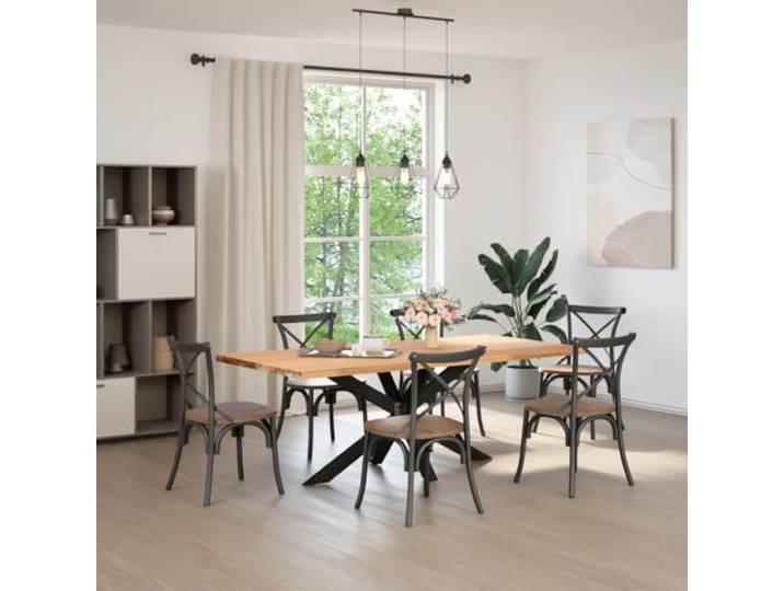 KTHLBRH Gamba Esstisch Spinne Schwarz 150 x 78 x 72-73 cm Stahl Verstellbare Füße, vorgebohrte Halterung, Schrauben im Lieferumfang enthalten, Verwendung für Esstisch, Montage erforderlich