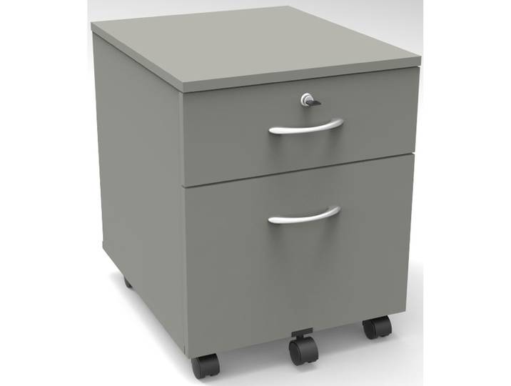 Caisson mobile Bois Starting - 2 tiroirs - Gris / Alumunium