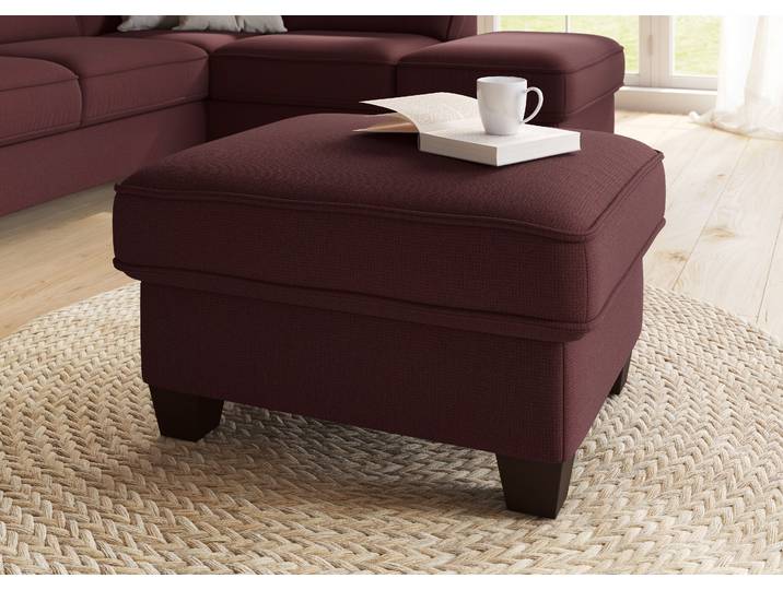 Hocker, Luxus-Microfaser, Chianti Rot, 75×47×65 cm, Mit Stauraum & Federkern, Landhausstil, Home Affaire