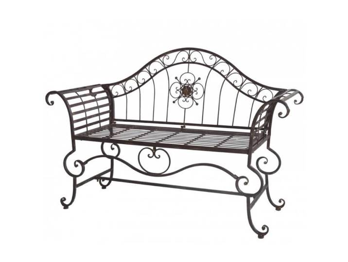 Banc Style Dagobert Banquette Fauteuil Mobilier de Jardin Assise Exterieur 2 Places en Fer Marron 57x93x144cm