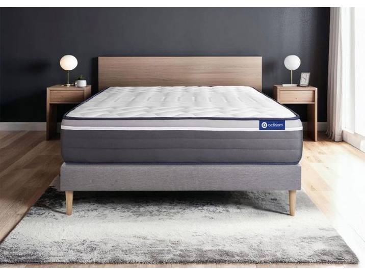 Ensemble Matelas Sommier 160x220 cm - Actiflex Plus - Sommier Kit Gris