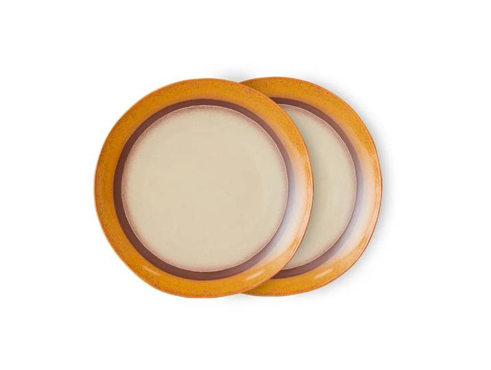 HKliving Assiette 70 s Ø27,5cm 2 pièces Coconut'