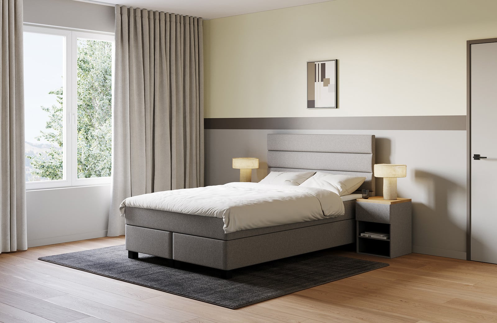 Swiss Sense Essence Rows Boxspring voor volwassenen - Grijs gestreept