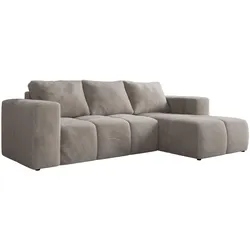 ECKSOFA MONIVA Hellgrau Plüsch - Rechts