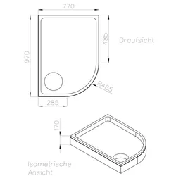 Neuesbad Wannenträger für Duscholux Malaga Round Trend 100x80x5 li Viertelkreis SD22872