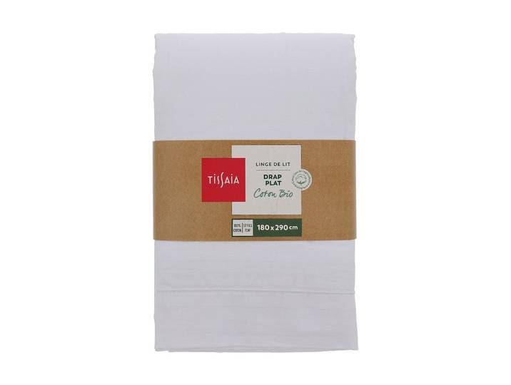 Drap plat uni 180x290 Cm blanc TISSAIA