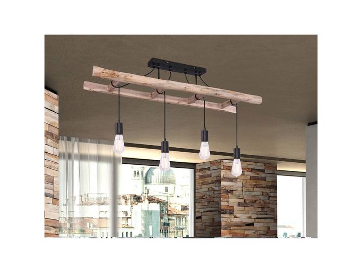 Deckenleuchte Irmgard 30 x 80 x 115cm Braun Material: Metall Metallart: Eisen Oberfläche Holz: Lackiert Oberfläche Metall: Lackiert LED E27