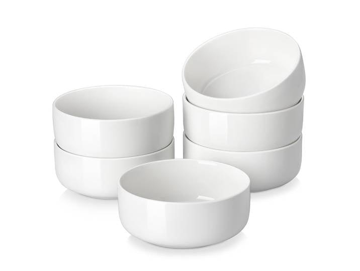 Ensemble de bols à salade en porcelaine blanche MALACASA LUNA, 6/12 pièces, 24 oz, bols à flocons d'avoine, bols de service en céramique, compatibles micro-ondes, pour 6 personnes