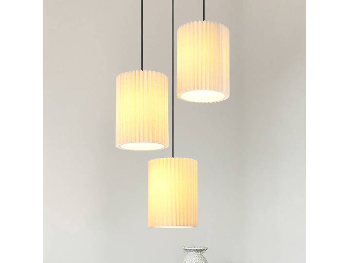 Suspension Rond Ø 46cm Beige 3 Tissé à plat LED E27