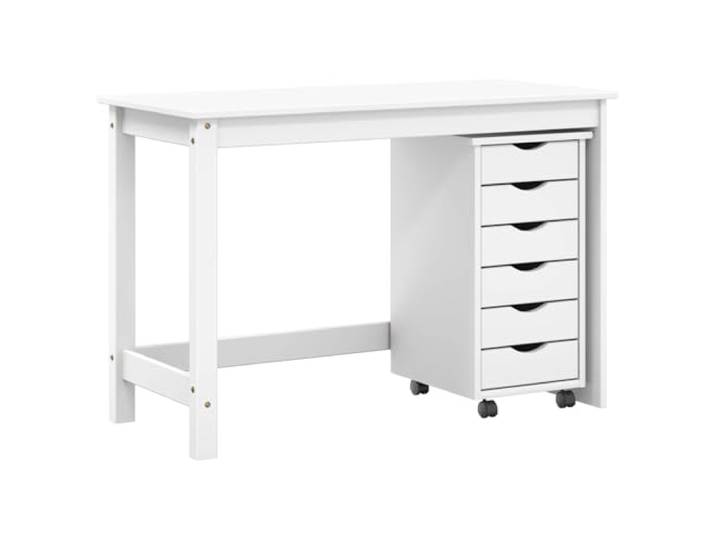 HNSMFPRE Schreibtisch und Schrank aus massivem Kiefernholz, weiß, 2-teilig 2-teiliges Möbelstück aus massivem Kiefernholz, robust, mobiler Schubladenschrank, minimalistisches Design, pflegeleicht