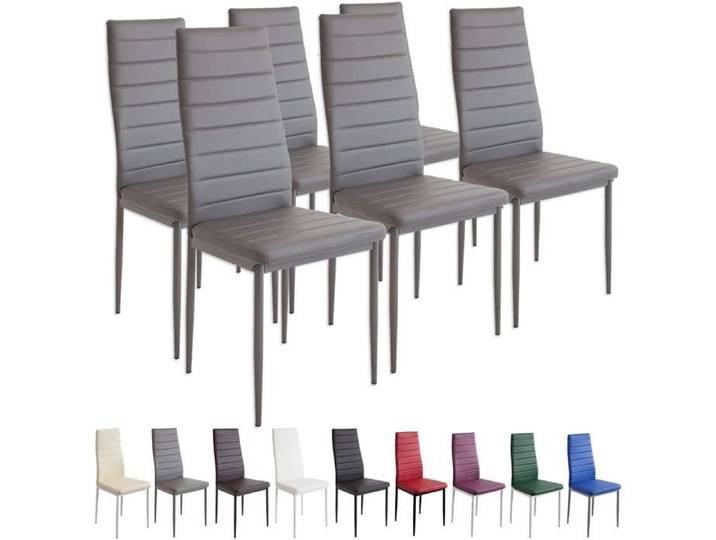 Lot de 6 chaises de cuisine Romane sièges de salle à manger grises - Hauteur 45 cm