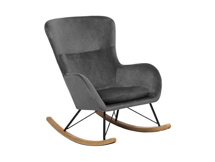 Fauteuil à bascule velours gris foncé