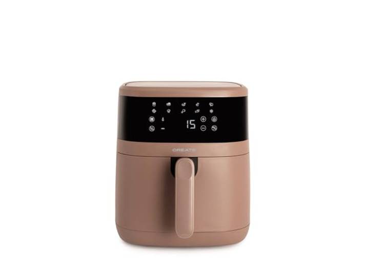 CREATE/AIR FRYER DUAL HEAT/Heißluftfritteuse 6.5L mit zwei Heizelementen Mokka/Ober- und Unterhitze, 6–7 Portionen, 10 Programme, Touch-Bedienung, Zeit- und Temperaturregelung, 1550+400W