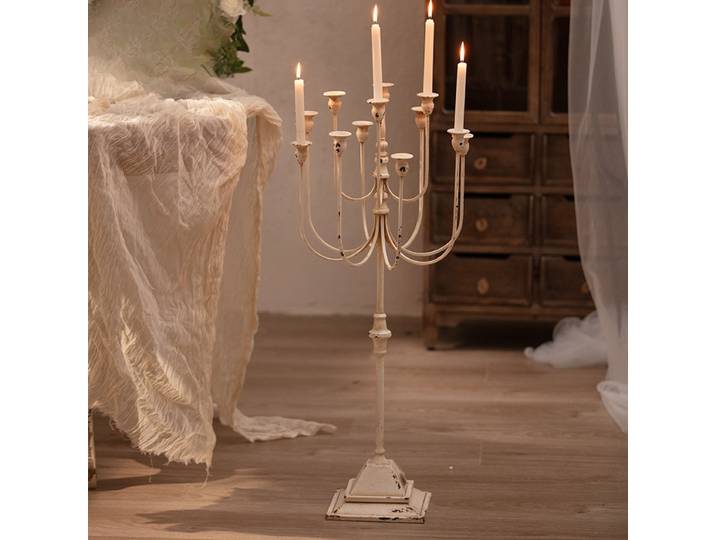 Candélabre à défilement français avec 5 bras, accessoire de séance photo pour dîner romantique, luminaire de chapelle de mariage Vintage