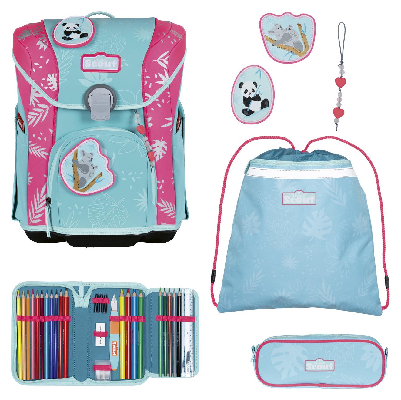 Scout Schulranzen Superflash Extreme Micro Set 4-teilig Tropic Friends türkis
