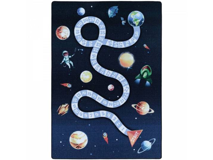 PLANETES - Tapis Enfant Lavable Bleu 140 x 200 cm