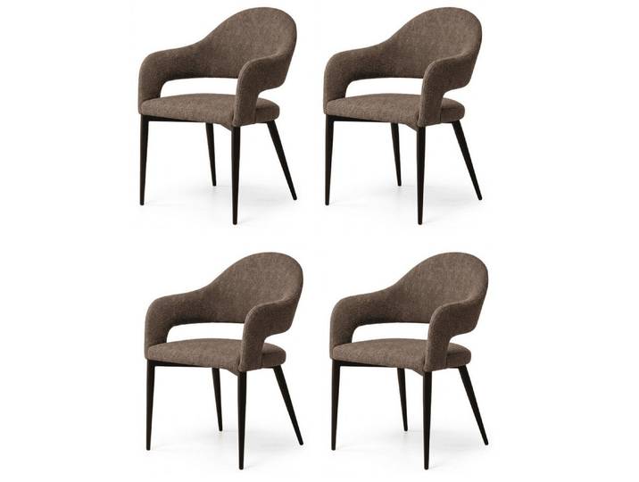 JVmoebel Sitzgruppe Luxuriöser Esszimmerstühle 4er Set Braun Stoff Nobler Armlehnenstühle, (4-tlg., 4-tlg)