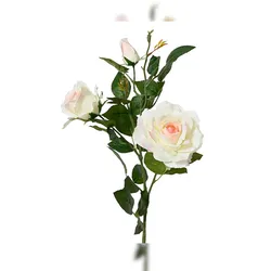 Decoris Künstliche Rose 3-köpfig mit Stiel 77cm - Kunstblumen Seidenblumen Dekoblumen Blumendeko Stielblumen Blumen Deko Hochzeit Valentinstag Kunstrose Weiß