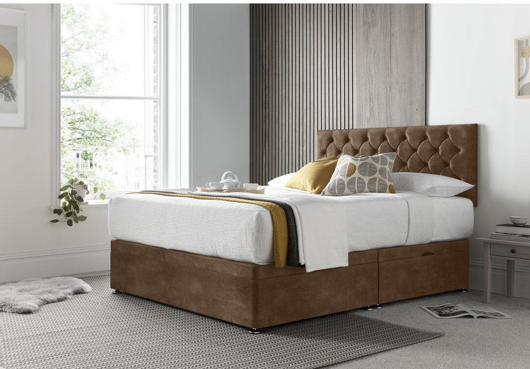 Lark Manor Florida Naple Divan Ottoman with Headboard on Struts Mink Kingsize (5')