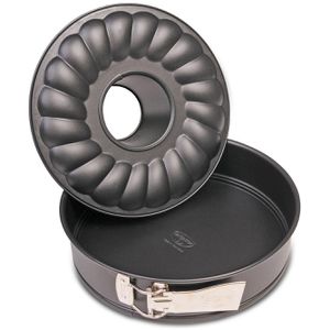 Dr.Oetker-Küchenhelfer Backform Tradition, Flach-& Rohrboden, aus Stahl, Ø 28 cm, schwarz, antihaftbeschichtet, Springform