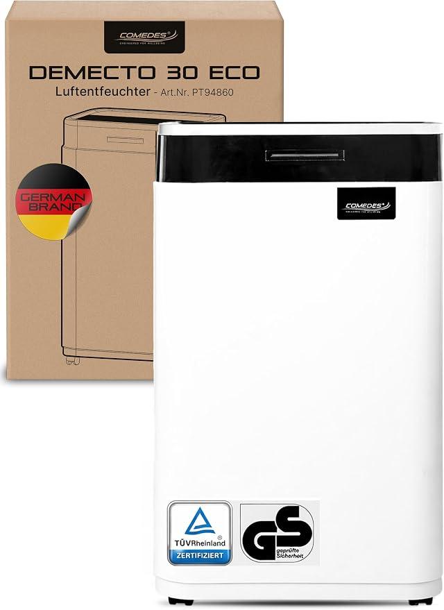 Demecto 30 eco - Luftentfeuchter Bautrockner (max. 25 Liter / 24h) Geeignet für alle Räume und Keller bis zu 100m? / 230m?