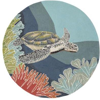 Trans Ocean Import Co Inc Akumal Ocean Round Rug Multi Cool, 5' Round, Multi Cool