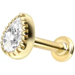 14 Karat Gold Labret mit Innengewinde MOISSANIT-TROPFEN