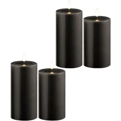 Novaliv, LED Kerzen, 4er Set Led Kerzen flackernde Flamme mit Echtwachspiegel grau 7,5cm ø 2x 15 cm, 2x12,5 cm Höhe, LED (4x)