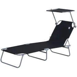 Sonnenliege Gartenliege Wellnessliege Strandliege klappbar mit Sonnenschutz