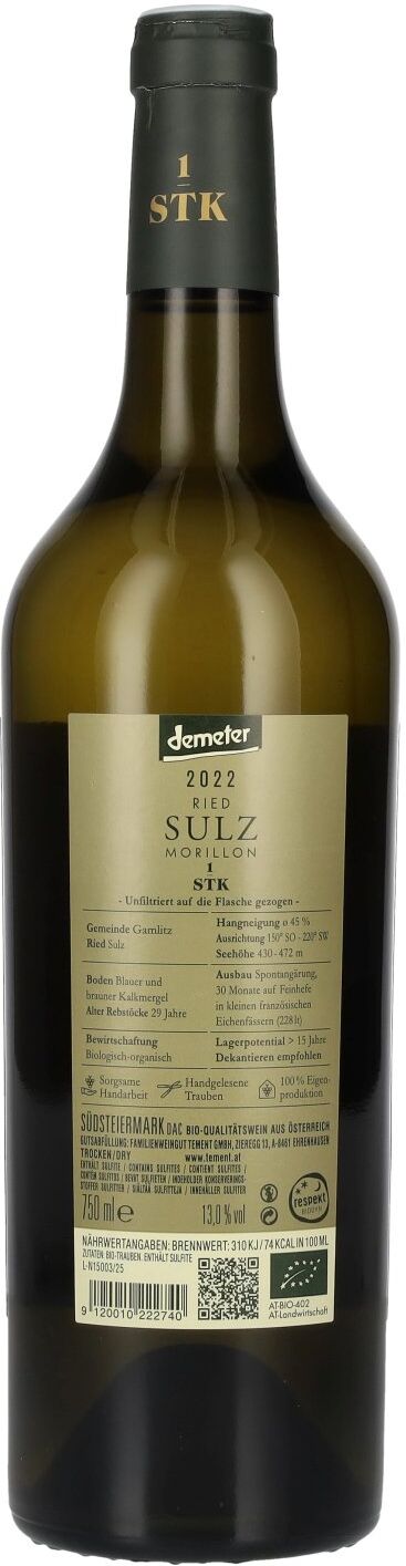 Tement Morillon Ried Sulz Südsteiermark DAC 2022 13% Vol. 0,75l